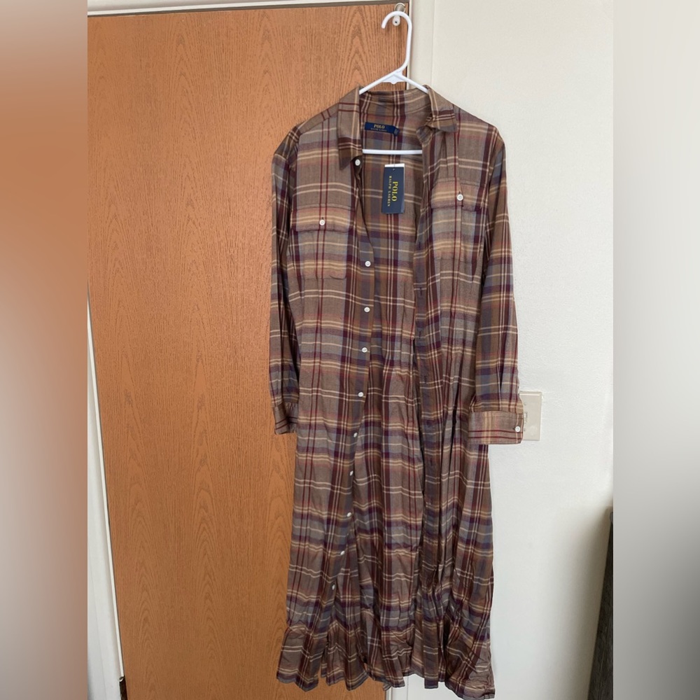 Brand NEW Ralph Lauren earth tone button up dress